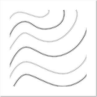 Modern Minimalist Wavy thin lines black and white Posters and Art